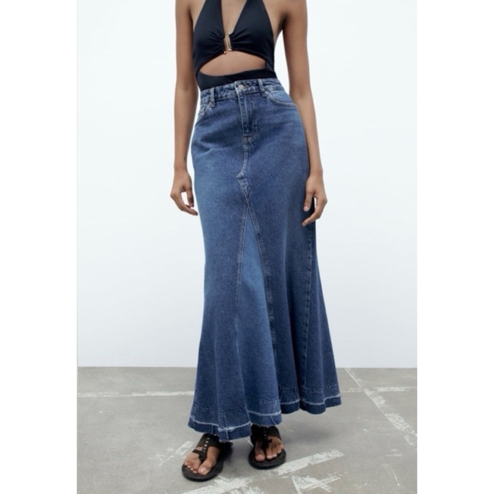 ZARA Blue Denim Maxi Skirt